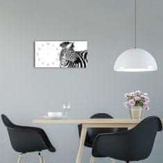 Wallmuralia Skleněné hodiny na stěnu tiché Zebra ve sněhu bílé 60x30 cm