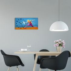 Wallmuralia Moderní skleněné hodiny na stěnu Tenista černé 60x30 cm