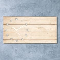 Wallmuralia Skleněné hodiny na stěnu tiché Dřevěné pozadí bílé 60x30 cm