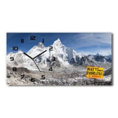 Wallmuralia Skleněné hodiny na stěnu tiché Hora Everest bílé 60x30 cm