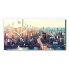 Wallmuralia Skleněné hodiny na stěnu New York ptačí pohled bílé 60x30 cm