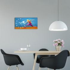 Wallmuralia Moderní skleněné hodiny na stěnu Tenista bílé 60x30 cm