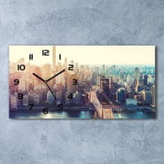 Wallmuralia Skleněné hodiny na stěnu New York ptačí pohled černé 60x30 cm