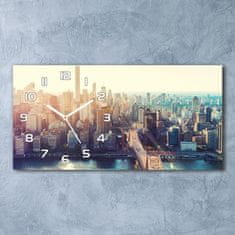 Wallmuralia Skleněné hodiny na stěnu New York ptačí pohled bílé 60x30 cm