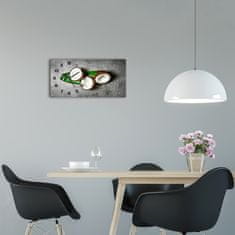 Wallmuralia Skleněné hodiny na stěnu tiché Půlky kokosu černé 60x30 cm