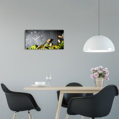 Wallmuralia Skleněné hodiny na stěnu Bílé víno a ovoce bílé 60x30 cm