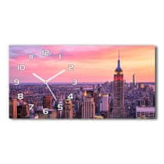 Wallmuralia Skleněné hodiny na stěnu New York západ slunce bílé 60x30 cm