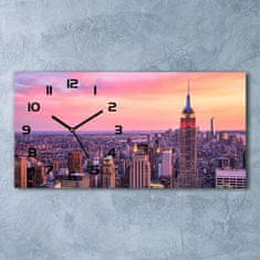 Wallmuralia Skleněné hodiny na stěnu New York západ slunce černé 60x30 cm