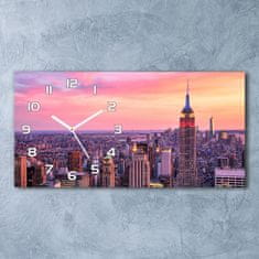 Wallmuralia Skleněné hodiny na stěnu New York západ slunce bílé 60x30 cm