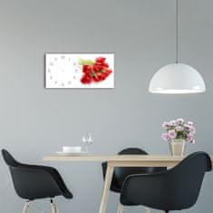 Wallmuralia Skleněné hodiny na stěnu Červené tulipány bílé 60x30 cm