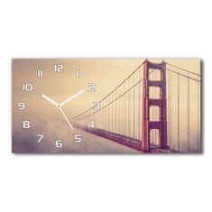 Wallmuralia Skleněné hodiny na stěnu Most San Francisco bílé 60x30 cm