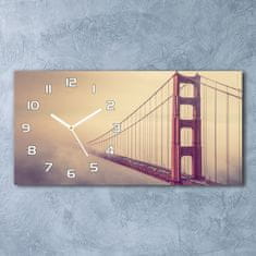 Wallmuralia Skleněné hodiny na stěnu Most San Francisco bílé 60x30 cm