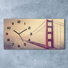 Wallmuralia Skleněné hodiny na stěnu Most San Francisco černé 60x30 cm