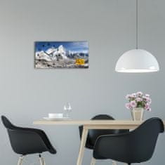 Wallmuralia Skleněné hodiny na stěnu tiché Hora Everest černé 60x30 cm