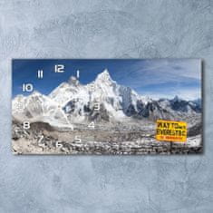 Wallmuralia Skleněné hodiny na stěnu tiché Hora Everest bílé 60x30 cm