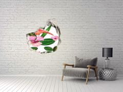 Wallmuralia Díra 3D fototapeta na stěnu Plameňáci a rostliny 75x75 cm