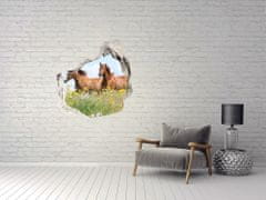 Wallmuralia Díra 3D fototapeta Dva koně ve cvalu 75x75 cm