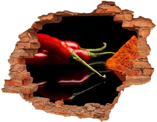 Wallmuralia Nálepka 3D díra Chilli a pepř