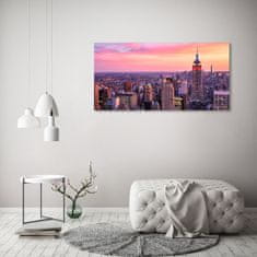 Wallmuralia Foto obraz skleněný horizontální New York západ 125x50 cm 2 úchytky