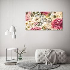 Wallmuralia Foto obraz fotografie na skle Květinový vzor 125x50 cm 2 úchytky