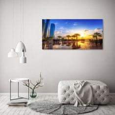 Wallmuralia Foto-obrah sklo tvrzené Abu Zabi východ 125x50 cm 2 úchytky