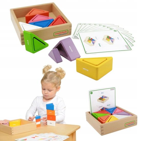 Masterkidz Dřevěná hra pro děti s barevnými bloky a šálkem