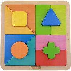 Masterkidz Dřevěné geometrické puzzle Masterkidz 12 prvků