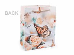 Kraftika 1ks růžová sv. dárková taška motýl, střední velikost