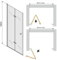 Mexen LIMA sprchové dveře zalamovací 90x190 cm 6mm, zlatá-čiré 856-090-000-50-00 - MEXEN