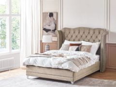 Beliani Sametová postel 140 x 200 cm taupe AYETTE