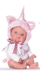 Antonio Juan Jednorožec růžový - realistická panenka miminko s celovinylovým tělem - 21 cm