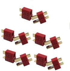 YUNIQUE GREEN-CLEAN 5 párů T-Plug M / F 2 pin Gold konektor adaptér v červené barvě