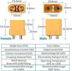 YUNIQUE GREEN-CLEAN 10 párů XT90 vysoce kvalitní konektory, samec-samice, konektory pro RC lipo modelářské baterie