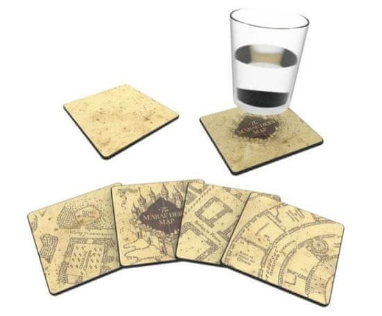 Harry Potter: Set podtácků - Pobertův plánek 4 ks (Marauders Map)