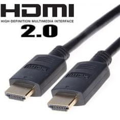 Kabel HDMI 2.0 High Speed + Ethernet, zlacené konektory, 10m