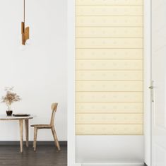 Vidaxl Nástěnné panely 12 ks krémové 90 x 15 cm umělá kůže 1,62 m²