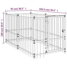 Vidaxl Psí kotec černý 193,5 x 97 x 100 cm ocel