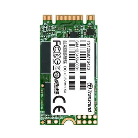 Transcend MTS420S 120GB SSD disk M.2 2242, SATA III (3D TLC), 500MB/s R, 350MB/s W