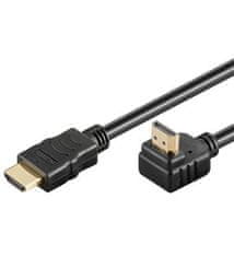 HDMI High Speed+Ethernet kabel, zlacený zahnutý konektor 90° 5m