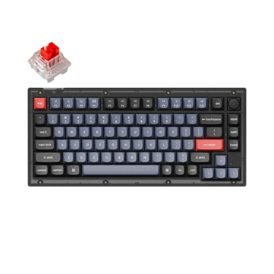 Keychron V1 QMK/VIA mechanická klávesnice Frosted Black Keychron K Pro Red Fully Assembled Knob V1-C1