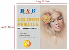 H&B Portrét pastelky, sada pastelek na obličej 24 barev - H&B