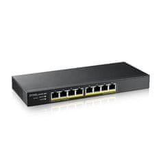 Zyxel GS1915-8EP, 8-port GbE PoE Smart hybrid mode Switch, standalone or NebulaFlex Cloud, 60 Watt 802.3at, desktop, fanless