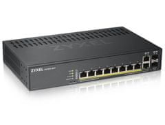 Zyxel GS1920-8HPv2 10 Port Smart Managed Switch 8x Gigabit Copper and 2x Gigabit dual pers., hybird mode, standalone or