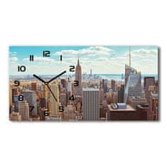 Wallmuralia Skleněné hodiny na stěnu New York ptačí pohled bílé 60x30 cm