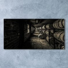 Wallmuralia Skleněné hodiny na stěnu tiché Sudy bourbon černé 60x30 cm