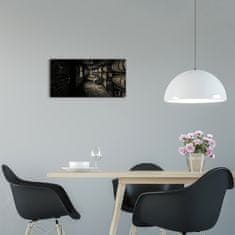 Wallmuralia Skleněné hodiny na stěnu tiché Sudy bourbon černé 60x30 cm