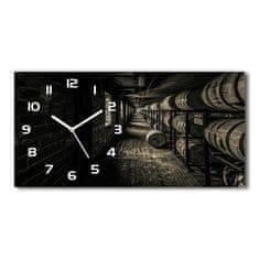 Wallmuralia Skleněné hodiny na stěnu tiché Sudy bourbon bílé 60x30 cm