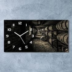 Wallmuralia Skleněné hodiny na stěnu tiché Sudy bourbon bílé 60x30 cm