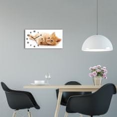 Wallmuralia Moderní skleněné hodiny na stěnu Červená kočka černé 60x30 cm