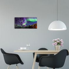 Wallmuralia Skleněné hodiny na stěnu tiché Polární záře černé 60x30 cm